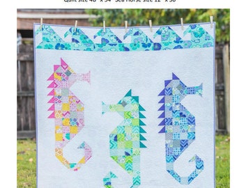 Watercolor Seahorse Quilt Pattern by Summercrafters