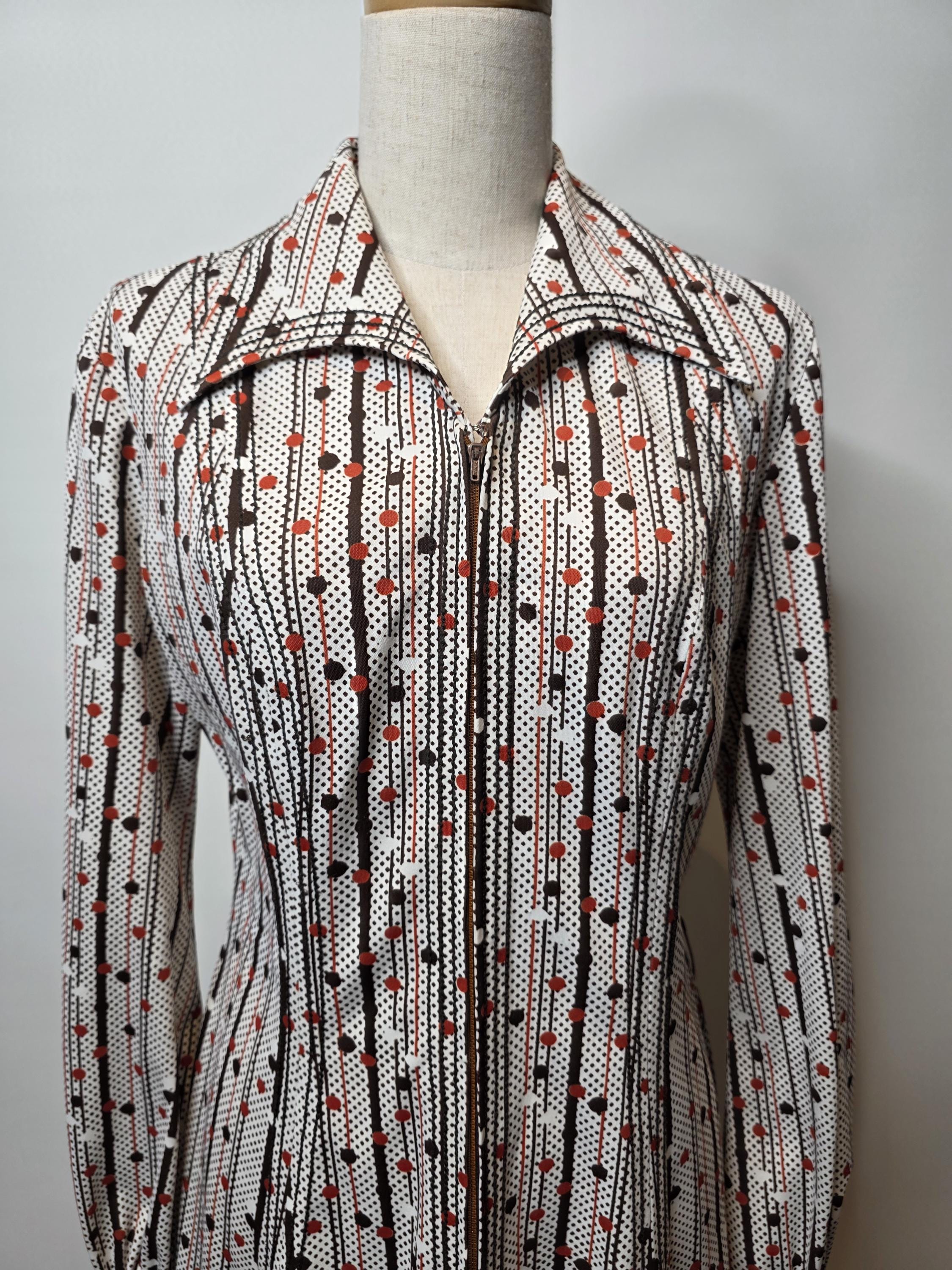 70s Geometric Print Jersey Dress: Vintage Shirtmaker Style, by
