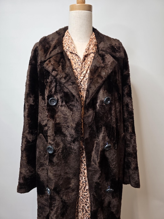 Vintage Black/ Brown Faux Fur Coat Double Breasted Vintage Women main image 3