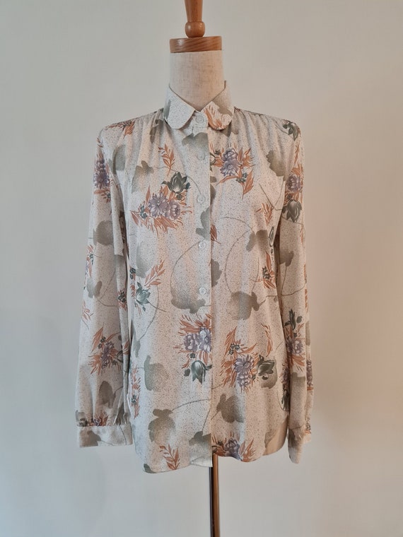 70's long sleeved fitted jersey printed body shirt