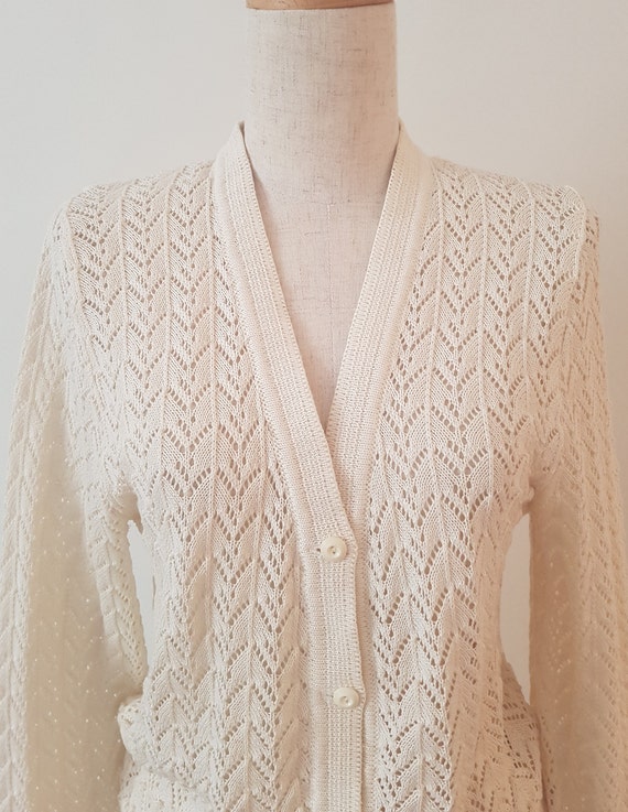 Cream clearance pointelle cardigan