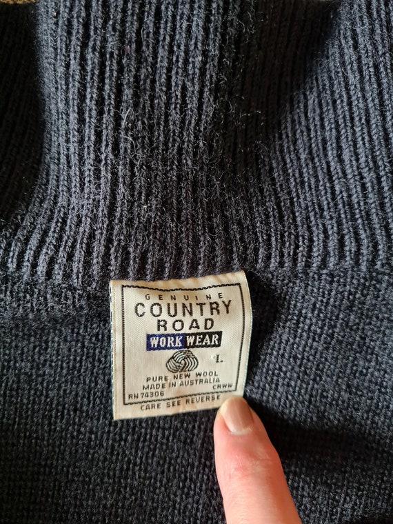 PackrattVintage Country Road Workwear 1980 s Men s Pure Wool Zip Through Heavy Ribbed Sweater Made in Australia Size L