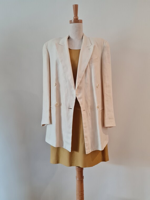 90 s Country Road Made in Australia Cream Linen Longline DB Blazer in Original Condition Size 12 14. Etsy Ireland