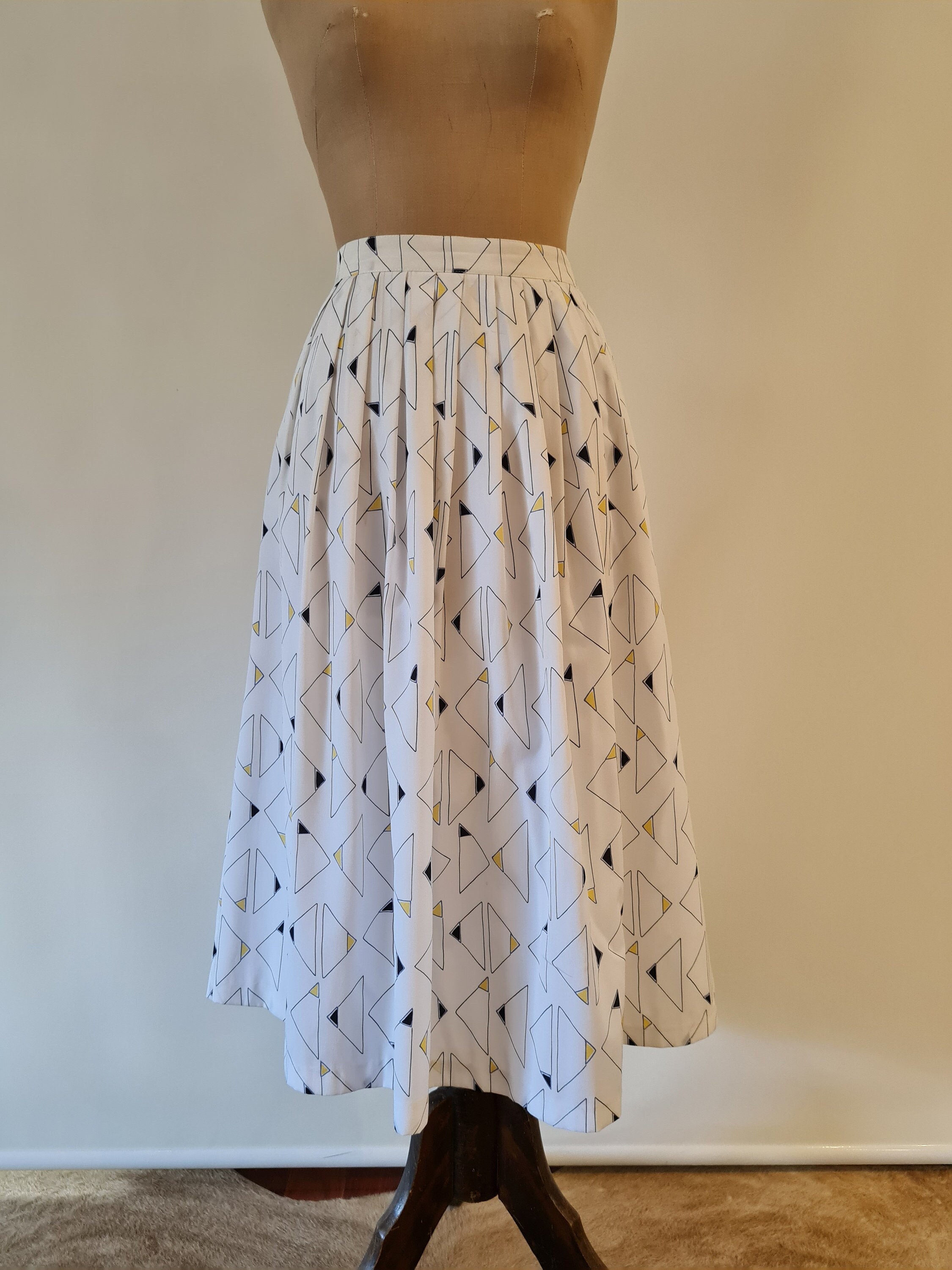 Jupe Femme Blanche Plissée Per Una Taille 12 - En Coton, Doublée - Très Bon état été
