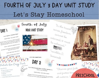 Fourth of July Mini Unit Study: 3-Day Independence Day Curriculum (Digital Download)