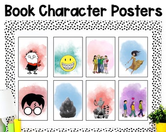 Pósteres de personajes de libros para la escuela primaria superior y secundaria Pósteres de personajes de libros / Decoración del aula / Decoración de la biblioteca