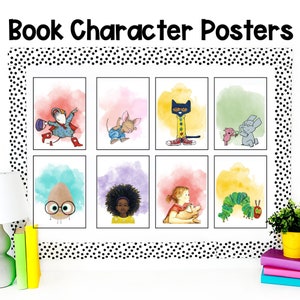 Book Character Posters | Watercolor Book Character Posters | Classroom Decor | Book Character Decor | Library Decor
