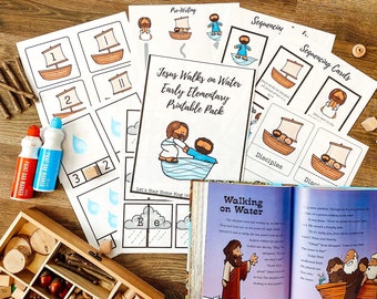 Pacchetto elementare per la prima infanzia di Gesù cammina sulle acque / Stampabili prescolari / Stampabili della Bibbia / Mini unità Gesù cammina sulle acque