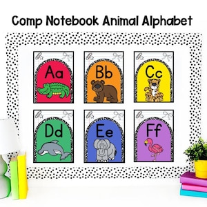 Composition Notebook Animal Alphabet | Composition Print Classroom Decor | Classroom Alphabet