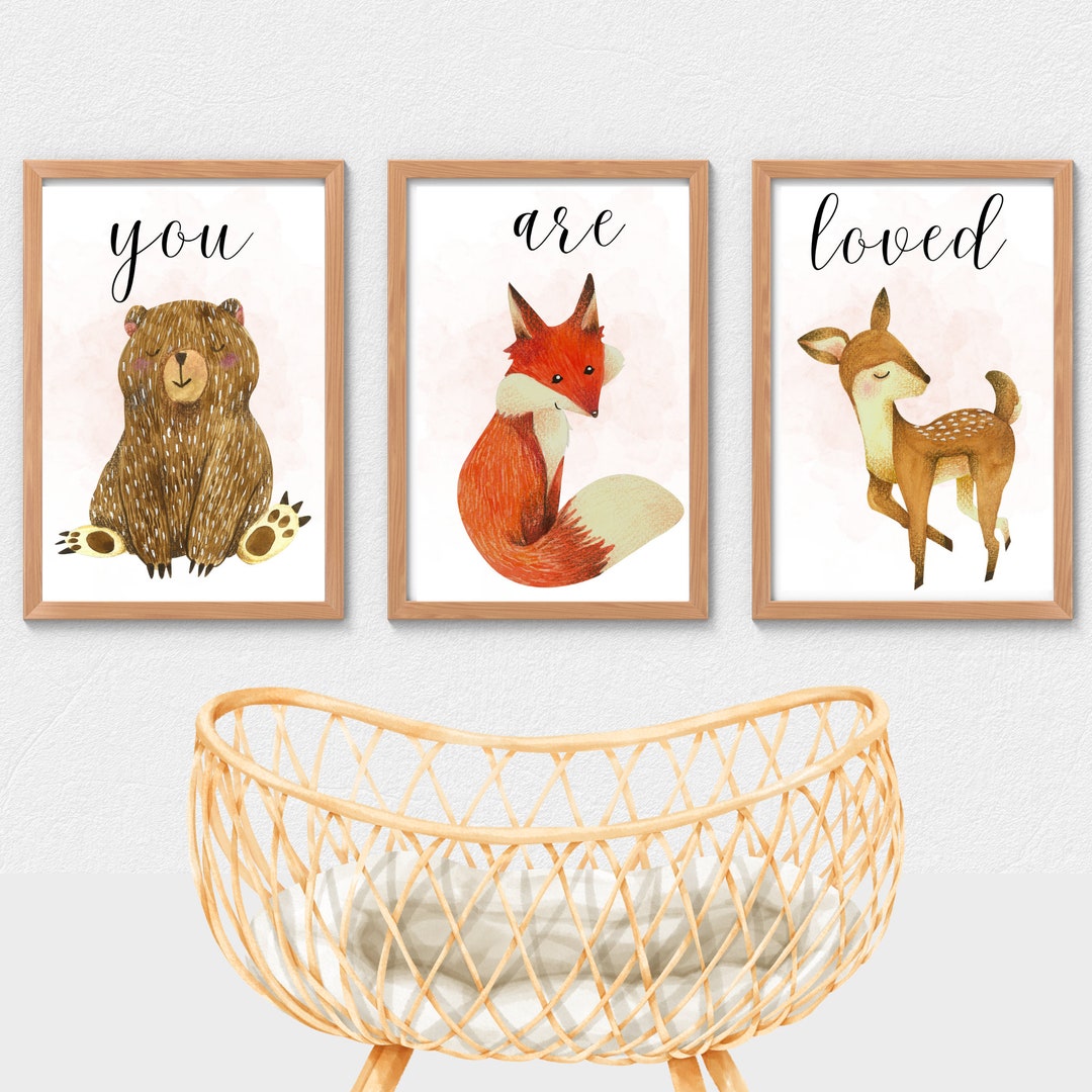 Forest Animal Nursery Decor Forest Nursery Prints Watercolor Forest
