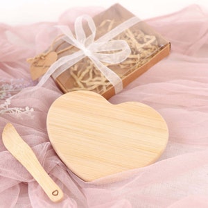 Brie My Heart Cheese Board Party Favor with Clear Gift Box, Ribbon & Thank You Tag