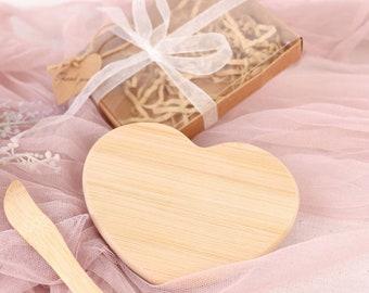 Brie My Heart Cheese Board Party Favor with Clear Gift Box, Ribbon & Thank You Tag