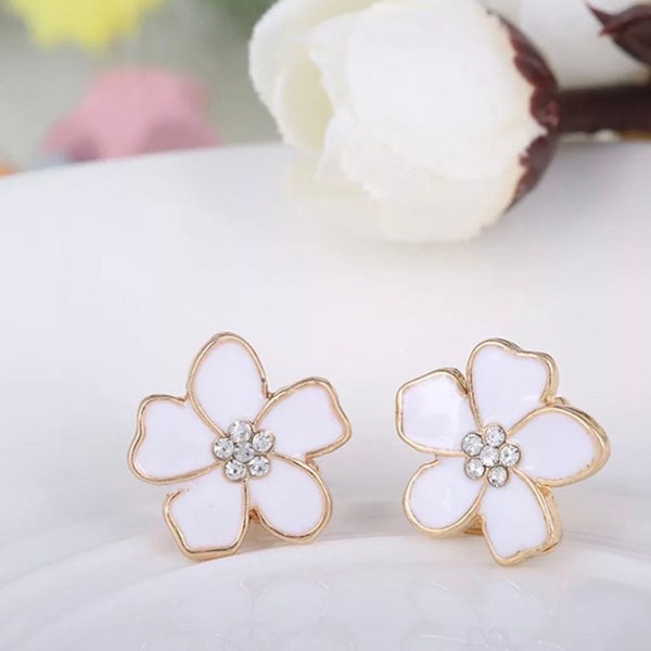 Flower girl clip on earrings/bridal/wedding