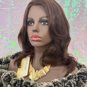Human Hair Brown Lace Front Wig for Black Women – Soft Waves, Natural Hairline Medium-length