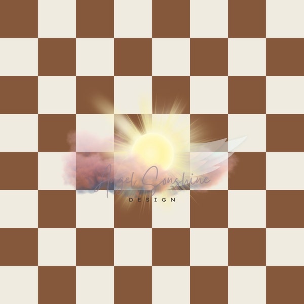 Boho brown + cream colored checkered seamless, seamless design, checkered seamless, seamless repeat pattern, fabric pattern, boho seamless