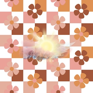 Boho floral checkered seamless, seamless design, checkered seamless, seamless repeat pattern, fabric pattern, boho seamless, floral seamless