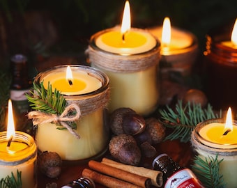 Acorn Spice Beeswax Candle * Christmas * Aromatherapy * Essential Oils * Candle * Seascape Esthetics