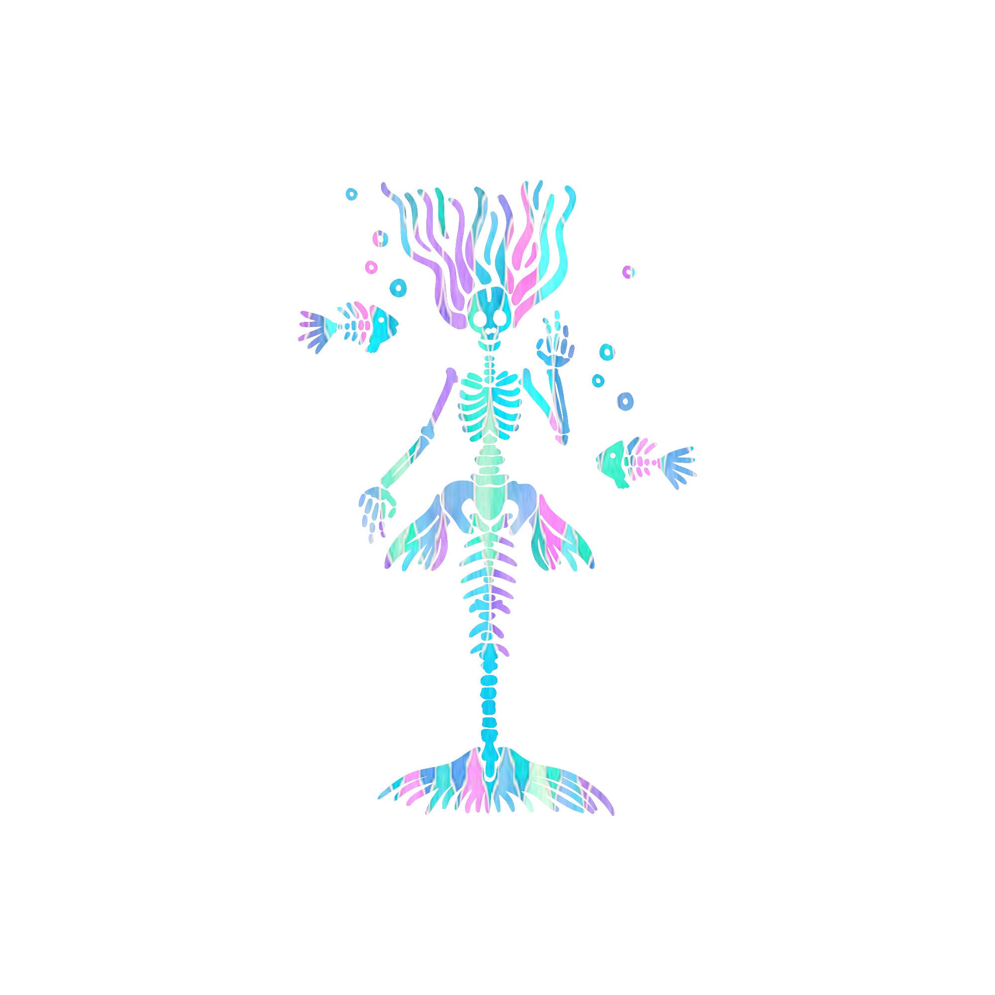 Skeleton Mermaid Decal Skeleton Mermaid Fish Beach - Etsy