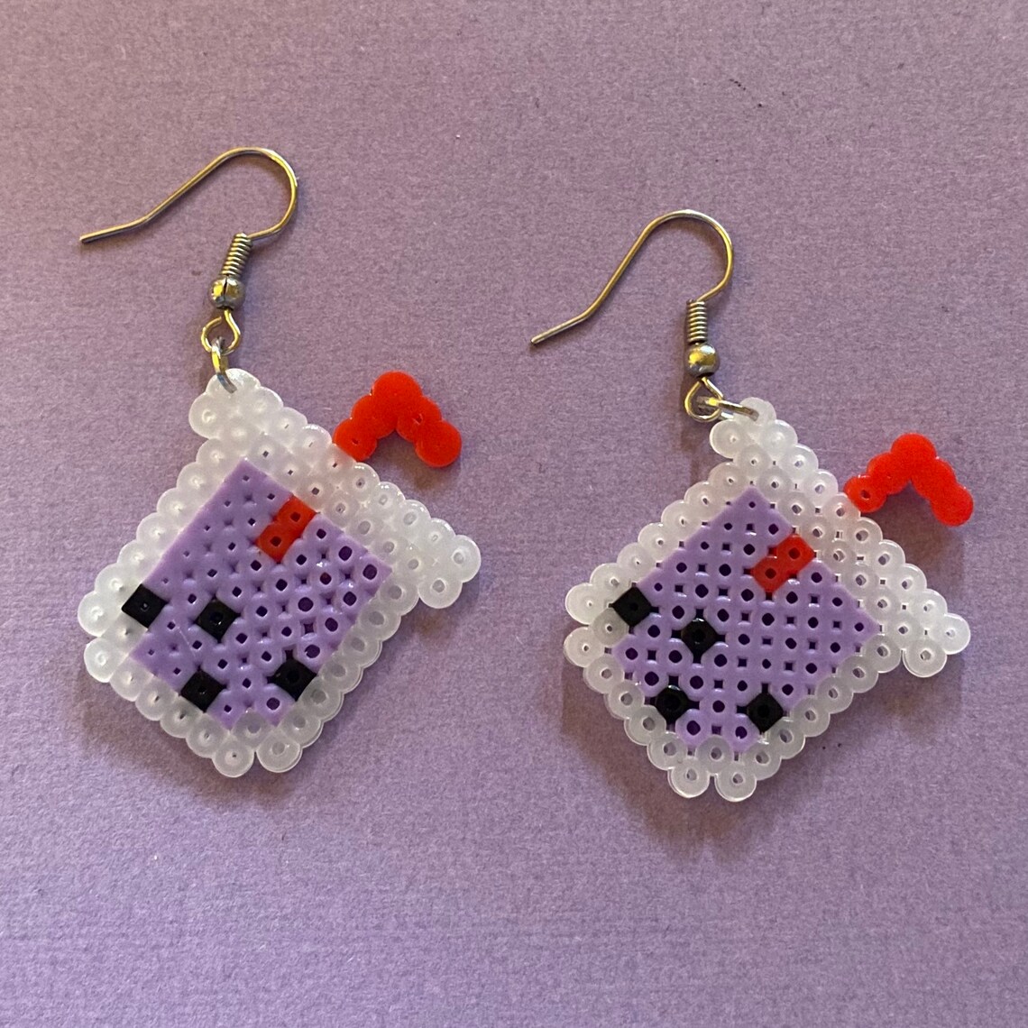 Boba Tea Earrings Bubble Tea Perler Bead Charm Earrings Etsy