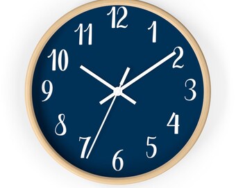 Small Wall Clock Black Numbers Silent U00a0 Wood 10 Inch Round Classic Blue Green Stripes Clocks Home Décor Aloli Ru Small Wall Clock Black Numbers Silent, Small Round Wall Clock