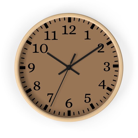 Brown Wall Clock Numbers Clock Custom Wall Clock Brown Etsy