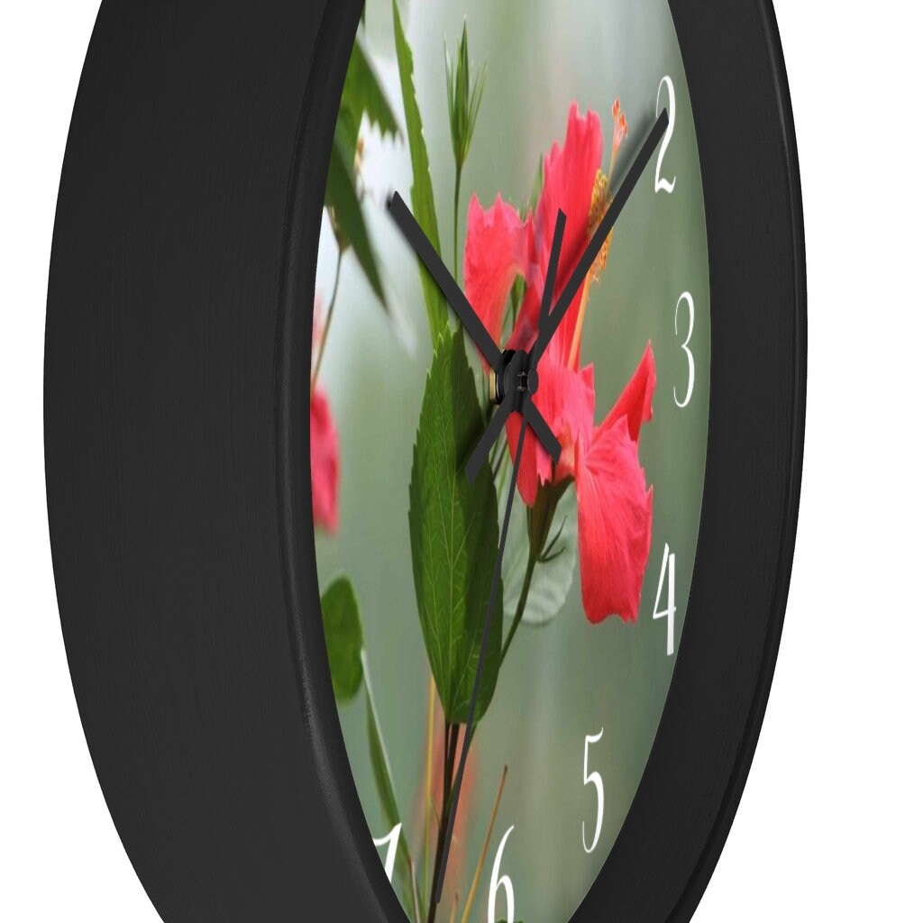 Pink Flower Wall Clock Flower Wall Clock Round Wall Clock | Etsy
