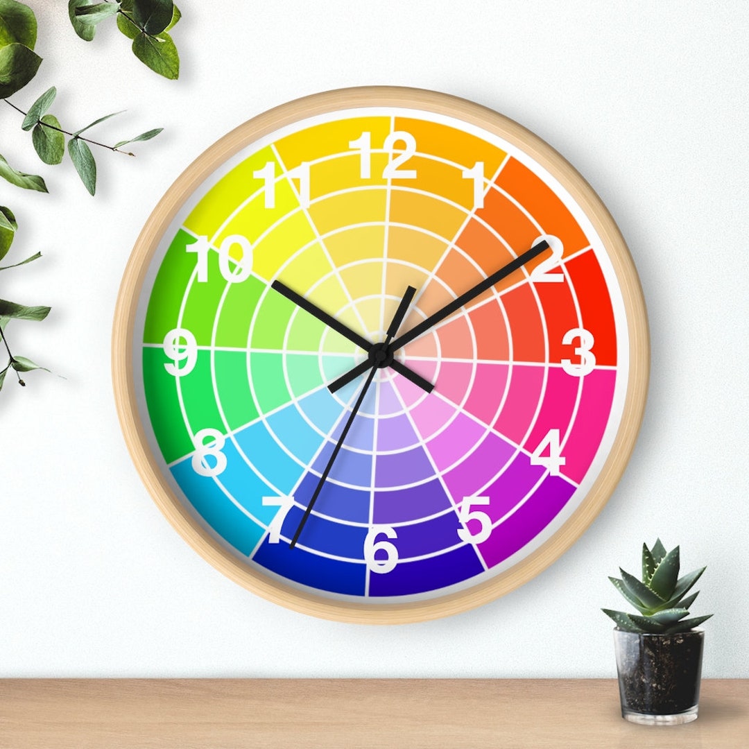 Color Wheel Clock Color Wheel Wall Clock Geometric Wall Etsy
