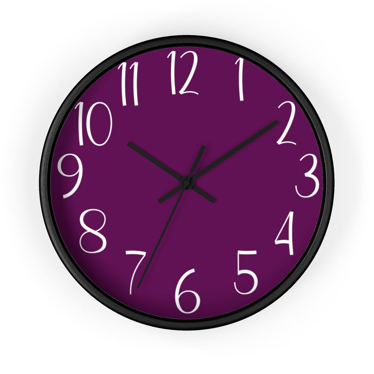 Purple Wall Clock Silent Wall Clock Large Numbers Wall Etsy