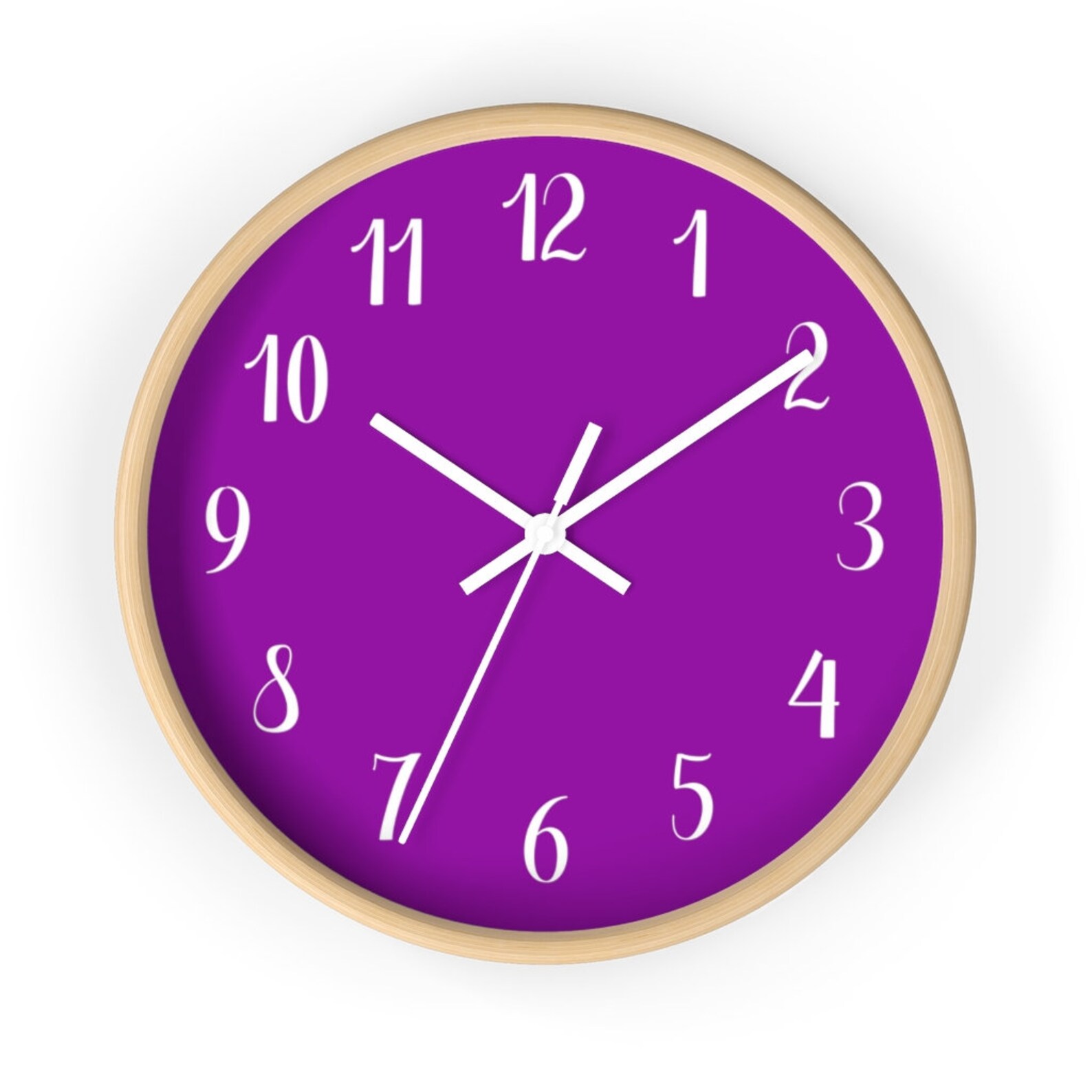Purple Wall Clock Large Numbers Wall Clock Silent Wall Etsy