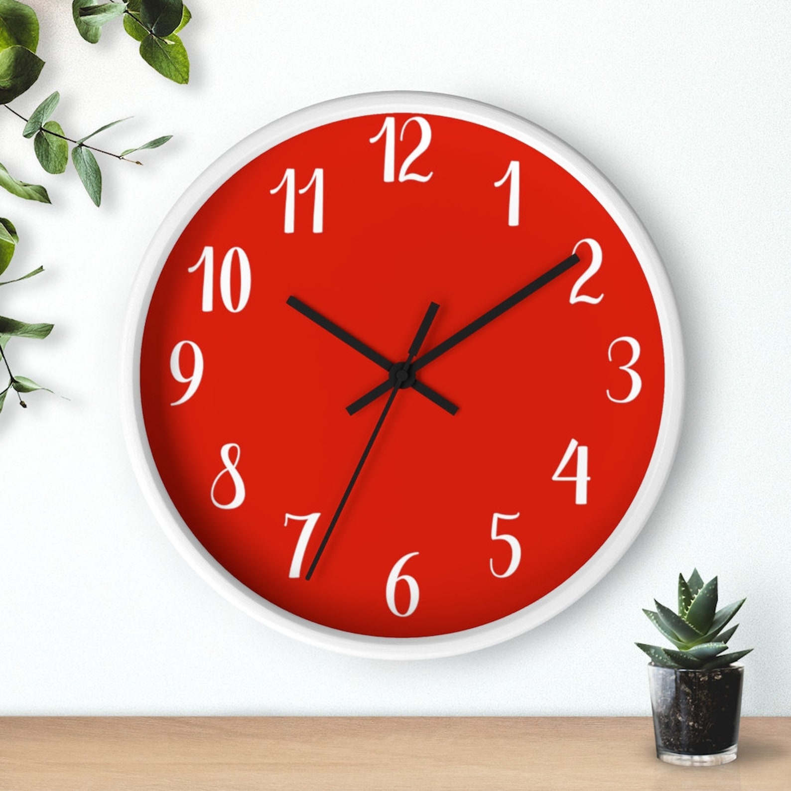 Red Wall Clock 10 Wall Clock Silent Wall Clock Red Etsy