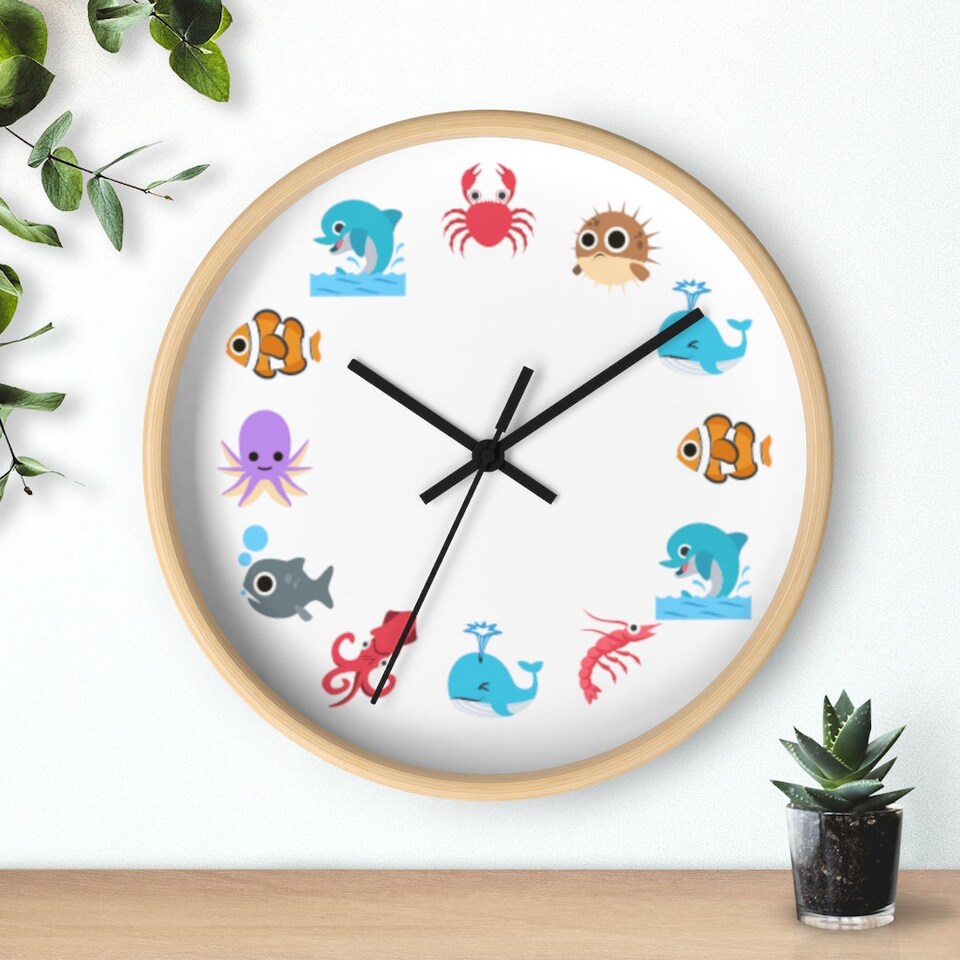 Ocean Clock - Sea Animals Numbers - White Face Clock sold by Myrilla ...
