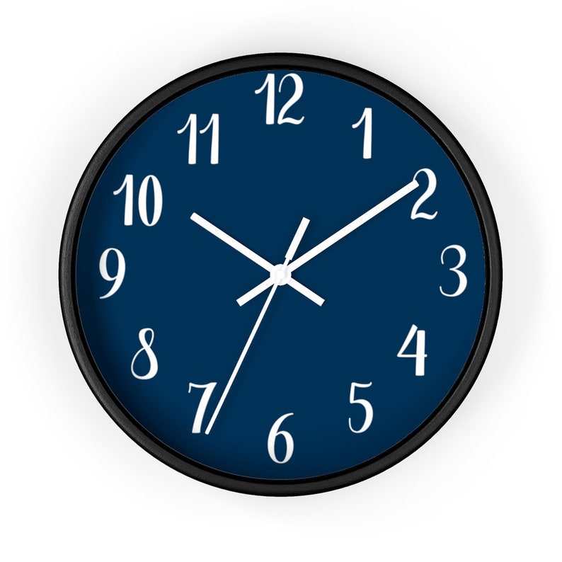 Blue Wall Clock Large Numbers Wall Clock Silent Wall Clock Etsy