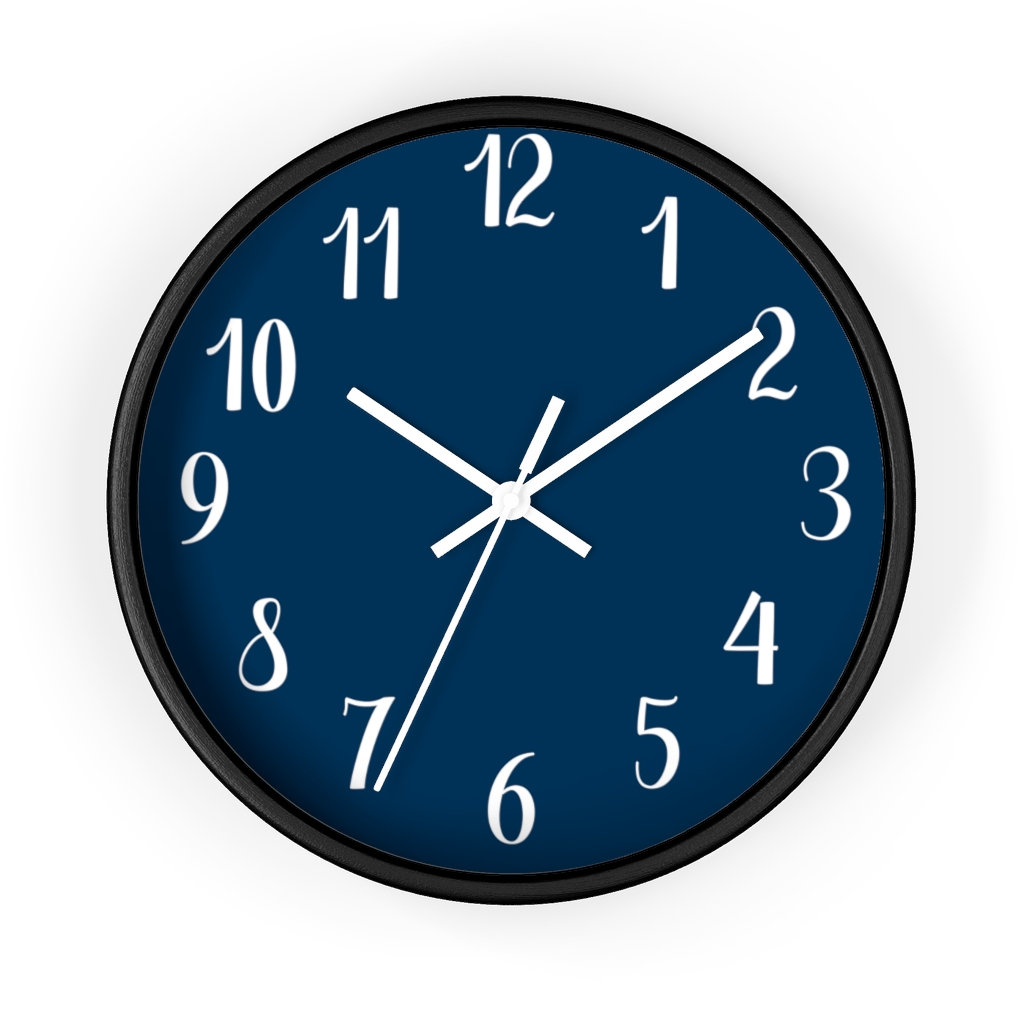 Blue Wall Clock Large Numbers Wall Clock Silent Wall Clock Etsy