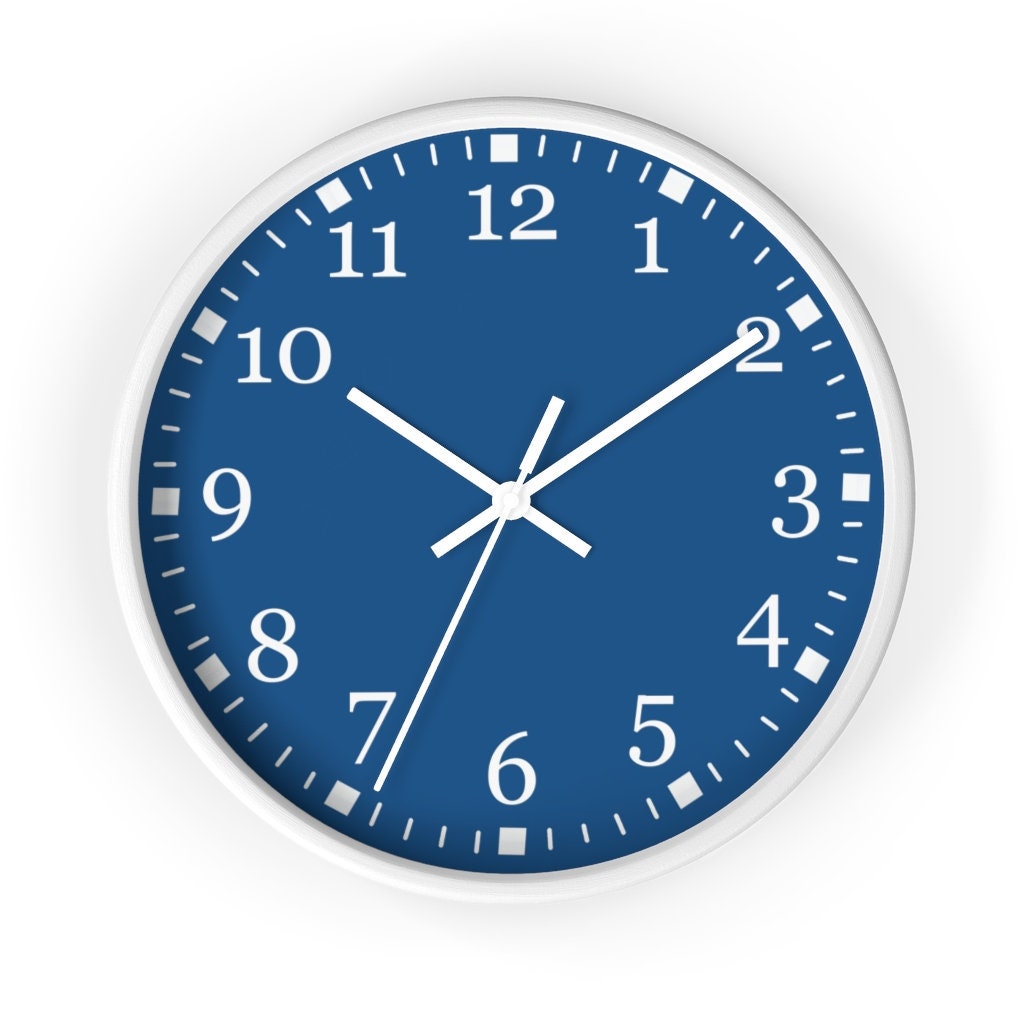 Blue Wall Clock Large Numbers Wall Clock Silent Wall Clock Etsy