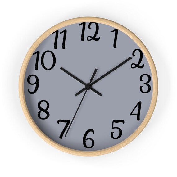 Gray Wall Clock Large Numbers Wall Clock Silent Wall Clock Etsy