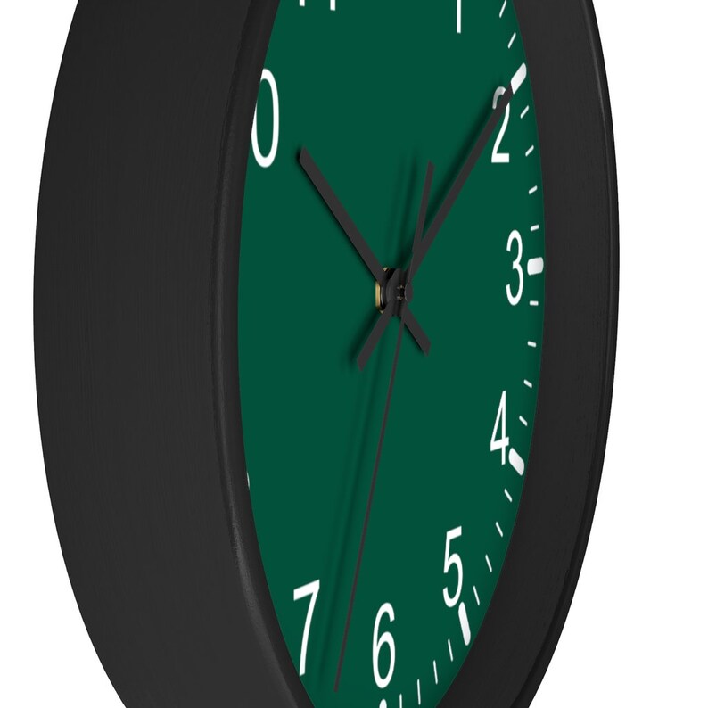 Silent Round Wall Clock Wall Clock Green Classic Wall Clock 10 Inch Wall Clock Wood Wall Clock