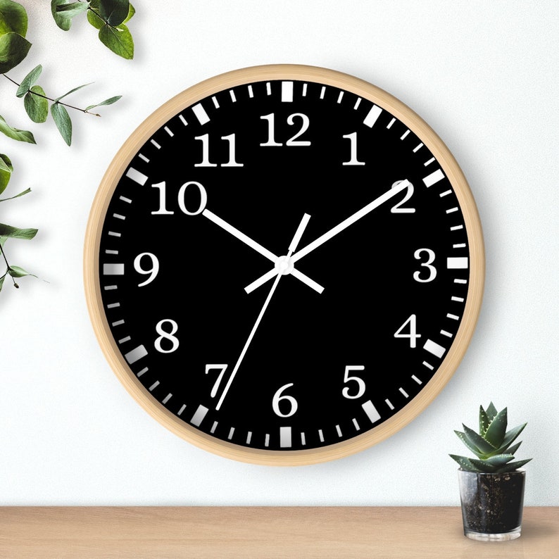 Black Wall Clock Numbers Clock Custom Wall Clock Black Etsy
