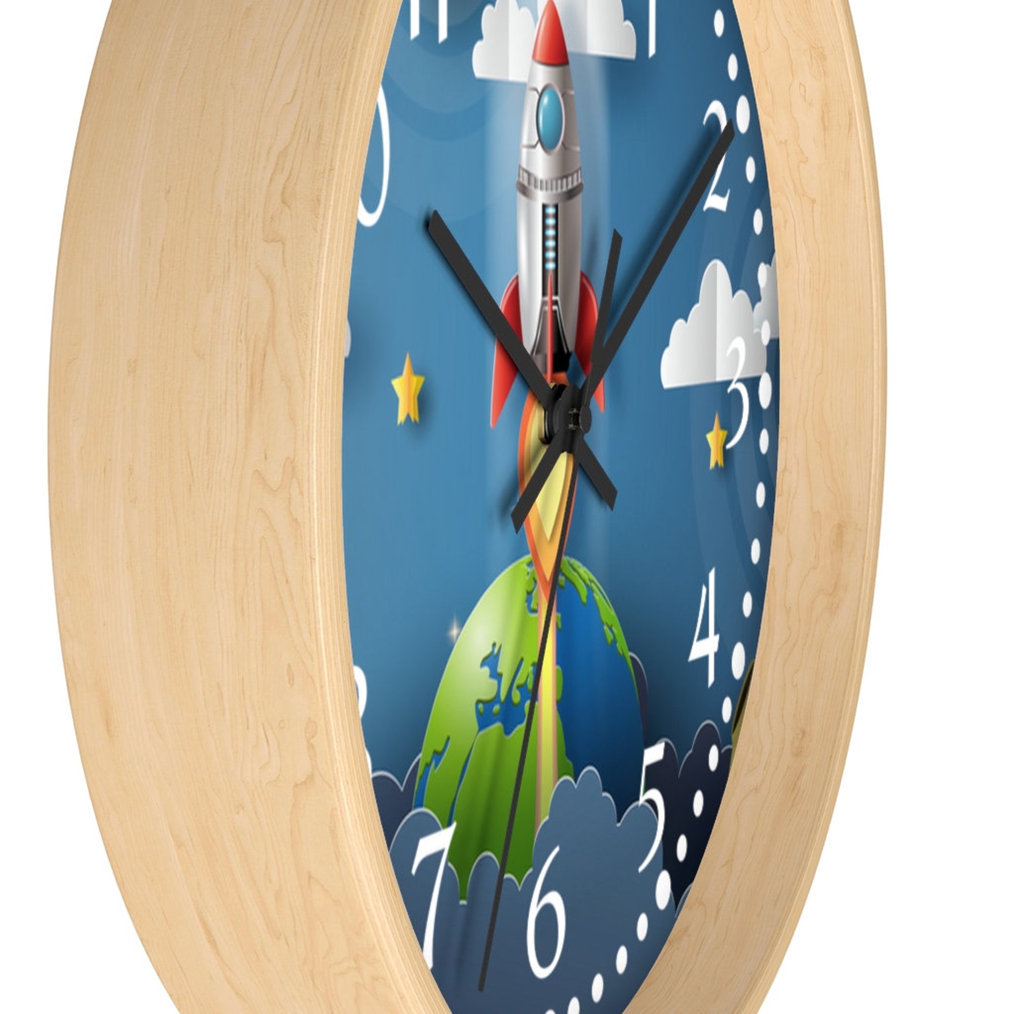 Rocket Ship Nursery Clock - Kids Room Clock