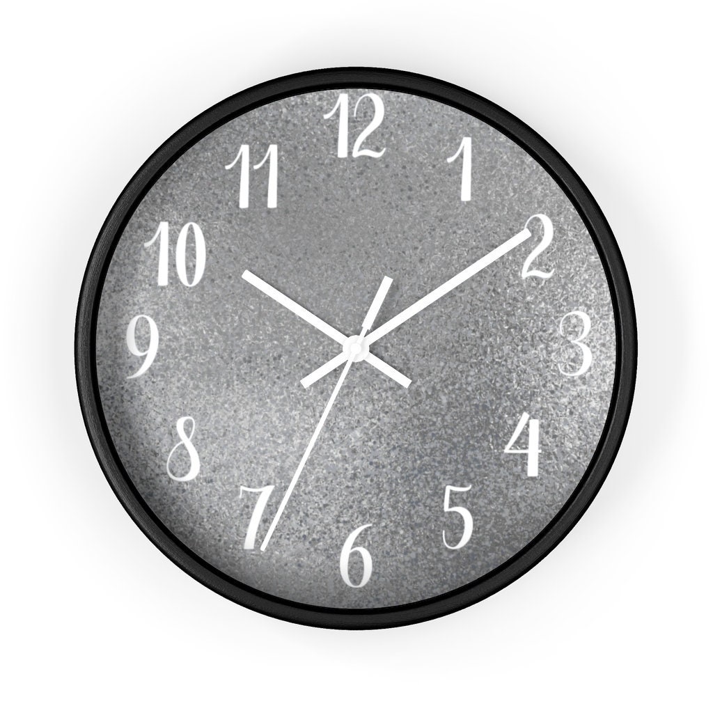 Gray Wall Clock Large Numbers Wall Clock Silent Wall Clock Etsy