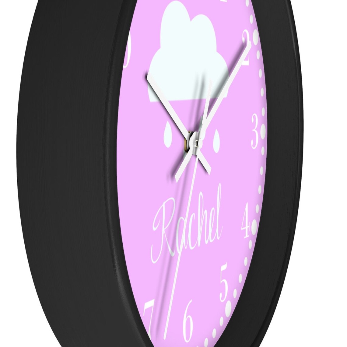 Pink Cloud and Rain Wall Clock Nursery Wall Clock Nursery Etsy
