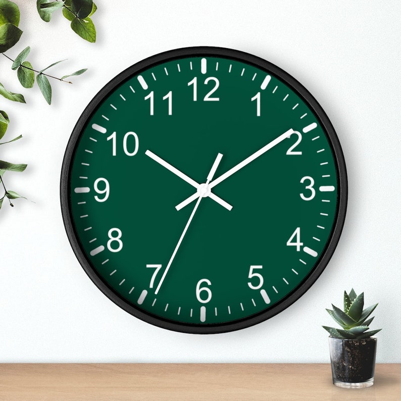 Silent Round Wall Clock Wall Clock Green Classic Wall Clock 10 Inch Wall Clock Wood Wall Clock