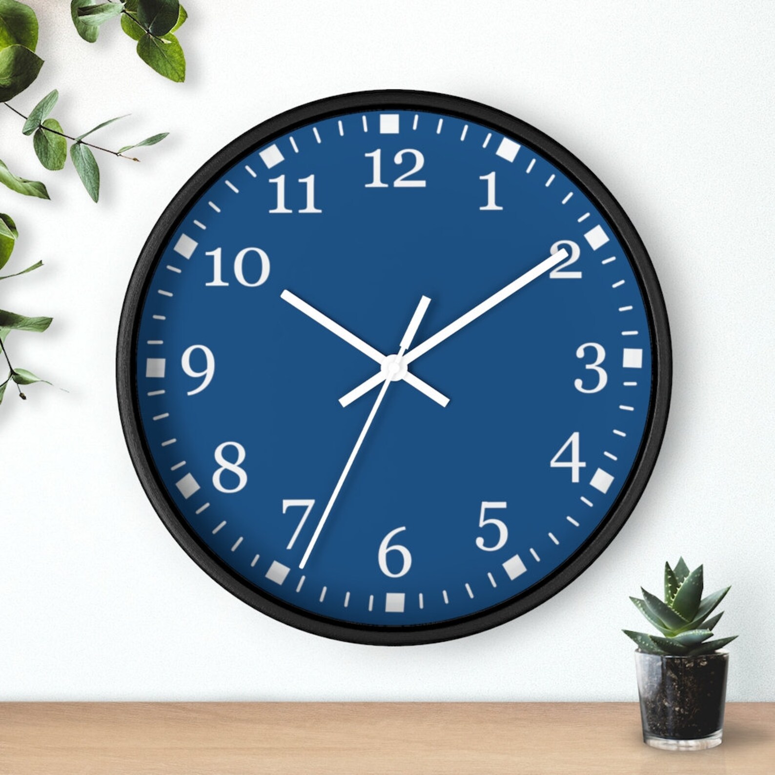 Blue Wall Clock Large Numbers Wall Clock Silent Wall Clock Etsy