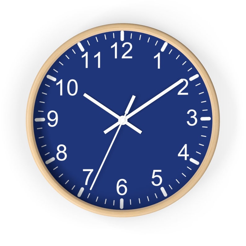Blue Classic Wall Special sale item Clock Alternative dealer 10 Wood Inch -