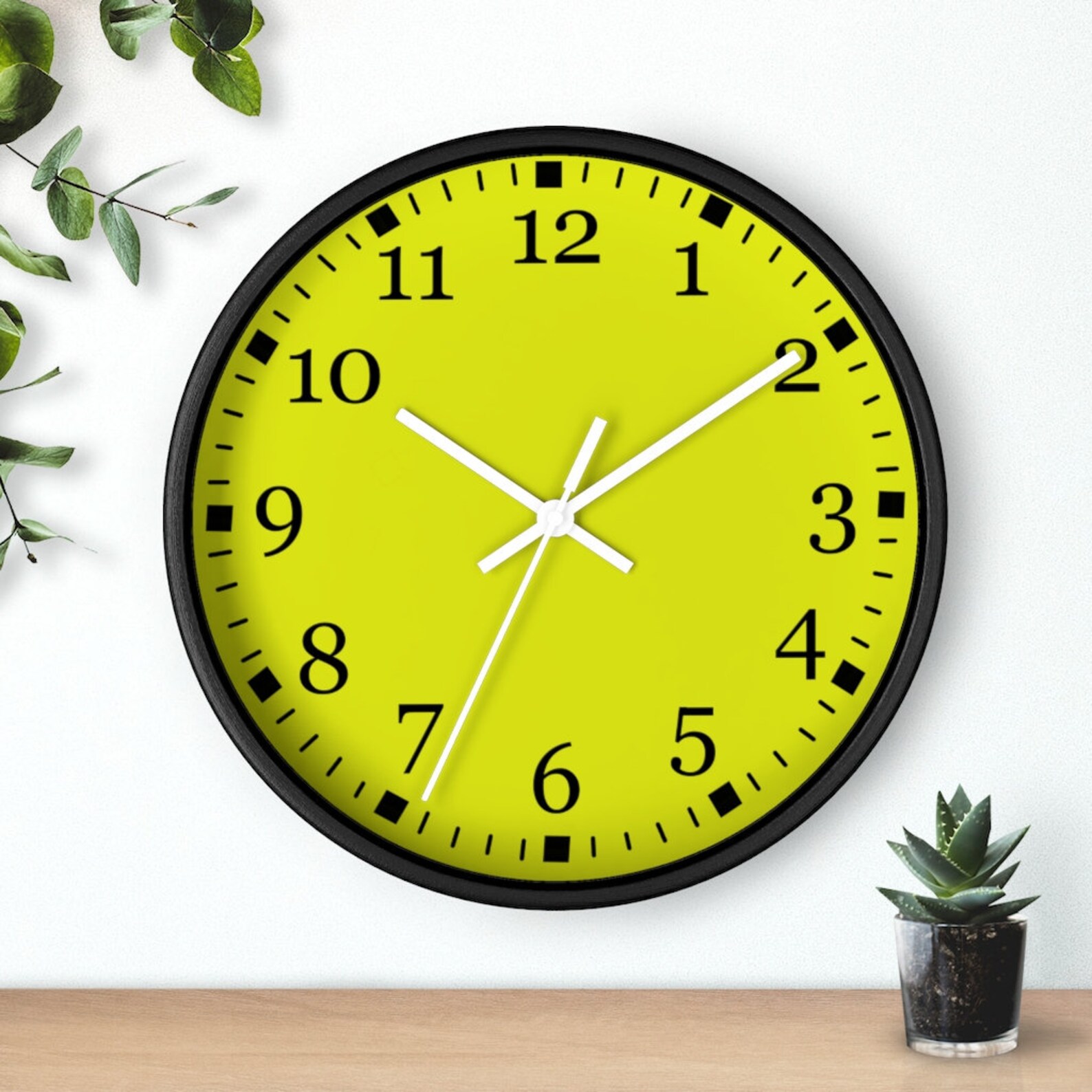 Yellow Wall Clock Large Numbers Wall Clock Silent Wall Etsy