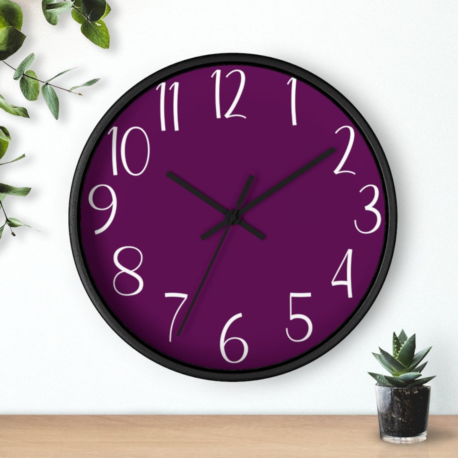 Purple Wall Clock Minimalist Wall Clock Silent Wall Clock Etsy