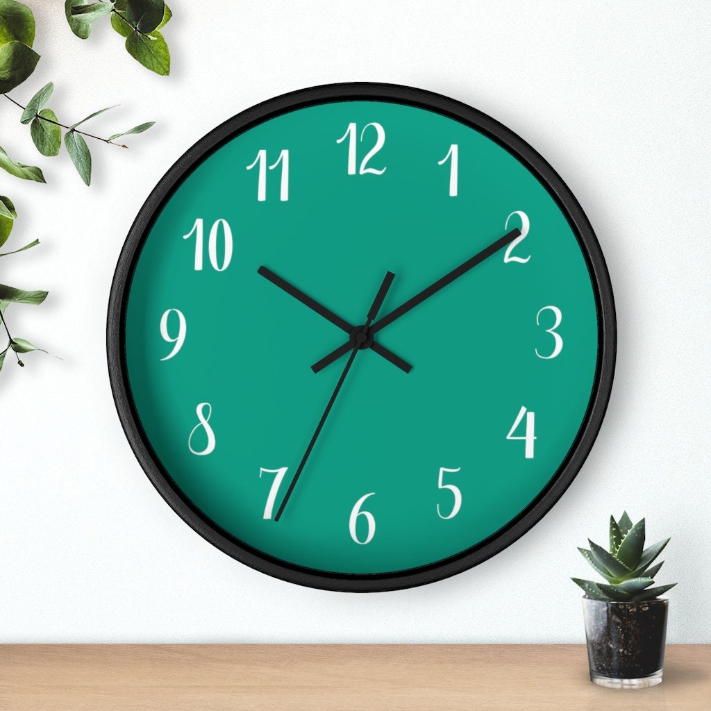 Green Wall Clock Large Numbers Wall Clock Silent Wall Clock Etsy