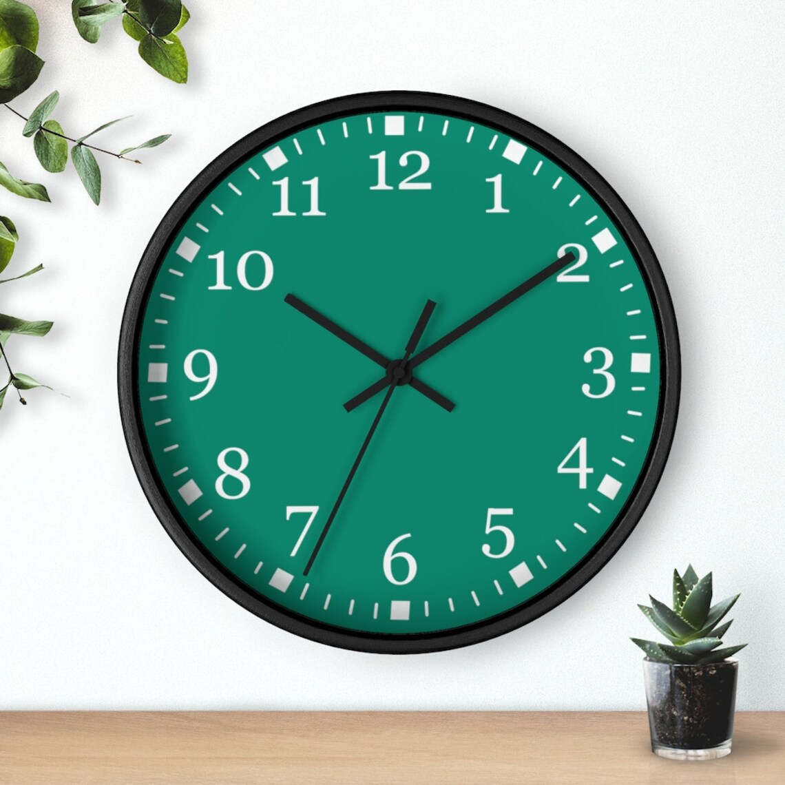 Green Wall Clock Large Numbers Wall Clock Silent Wall Clock Etsy