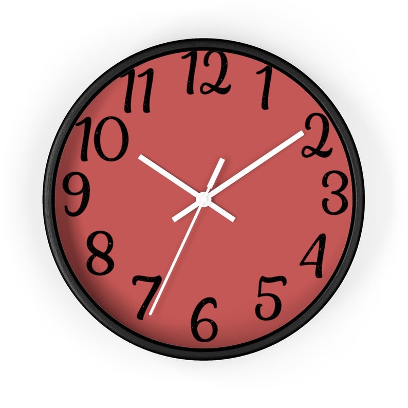 Red Wall Clock Large Numbers Wall Clock Silent Wall Clock Etsy