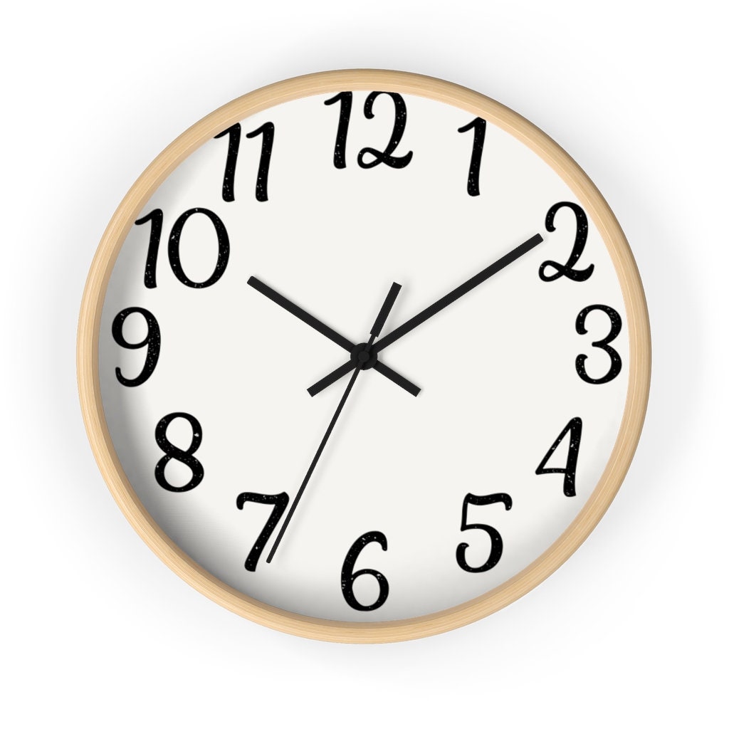 White Wall Clock Large Numbers Wall Clock Silent Wall Etsy