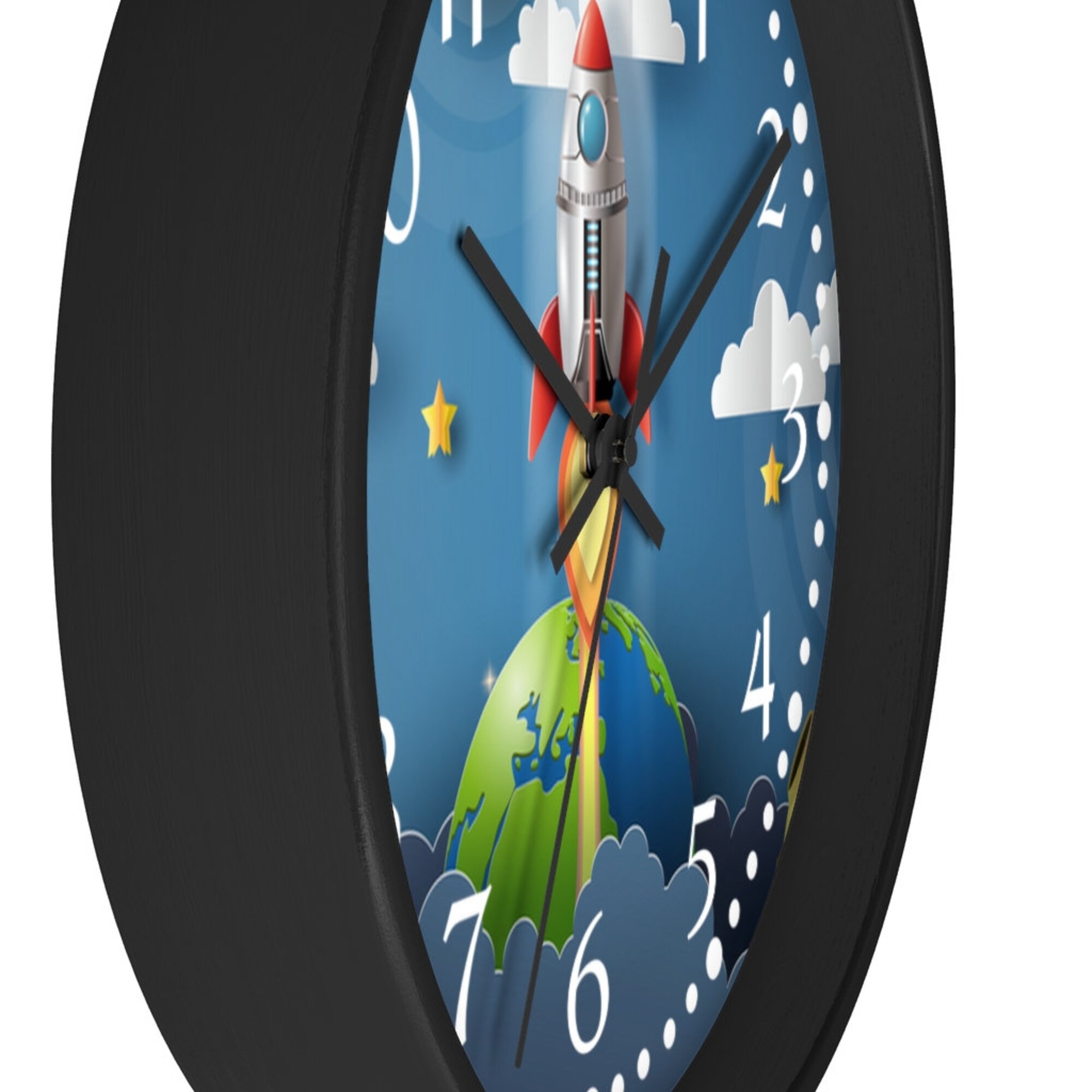 Rocket Ship Nursery Clock - Kids Room Clock